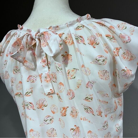 Shells print cap sleeve light cap sleeve blouse - Picture 8 of 14